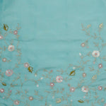 Tiffany Blue Crushed Tissue Handcrafted Saree