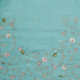 Tiffany Blue Crushed Tissue Handcrafted Saree