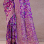 Purple Banarasi Silk Saree With Jamdani And Meenakari Design