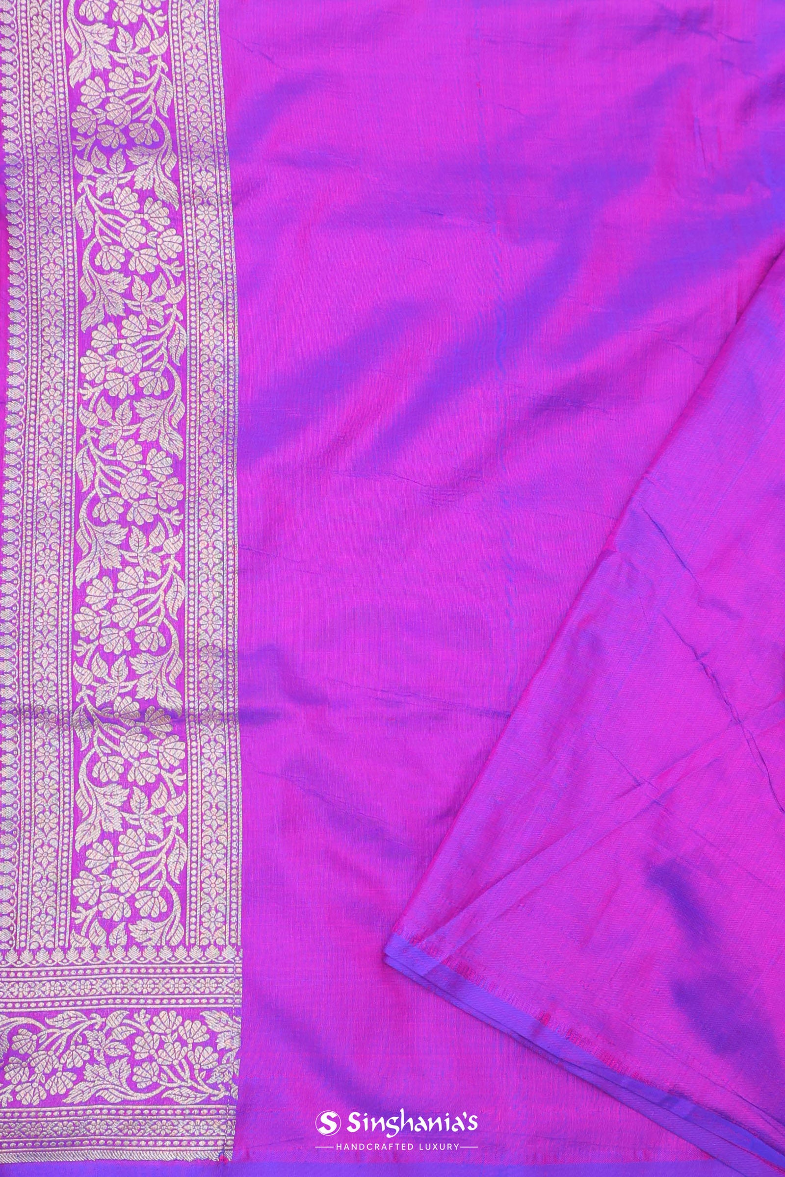 Purple Banarasi Silk Saree With Jamdani And Meenakari Design