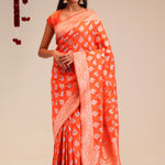 Orioles Orange Butta Banarasi Silk Saree