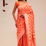 Orioles Orange Butta Banarasi Silk Saree