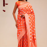 Orioles Orange Butta Banarasi Silk Saree