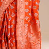 Orioles Orange Butta Banarasi Silk Saree