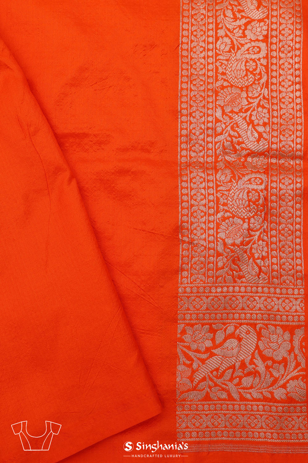 Orioles Orange Butta Banarasi Silk Saree