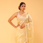 Flax Gold Tissue Banarasi Silk Saree