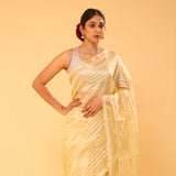 Flax Gold Tissue Banarasi Silk Saree