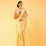 Flax Gold Tissue Banarasi Silk Saree
