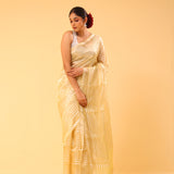 Flax Gold Tissue Banarasi Silk Saree