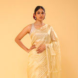 Flax Gold Tissue Banarasi Silk Saree