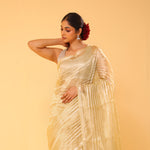 Flax Gold Tissue Banarasi Silk Saree