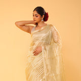 Flax Gold Tissue Banarasi Silk Saree