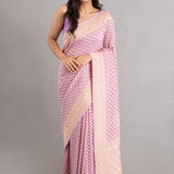 Mauve Purple Banarasi Booti Georgette Saree