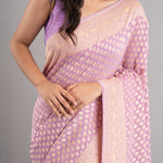 Mauve Purple Banarasi Booti Georgette Saree