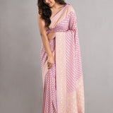 Mauve Purple Banarasi Booti Georgette Saree