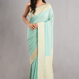 Tiffany Blue Banarasi Booti Georgette Saree