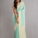 Tiffany Blue Banarasi Booti Georgette Saree