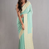 Tiffany Blue Banarasi Booti Georgette Saree