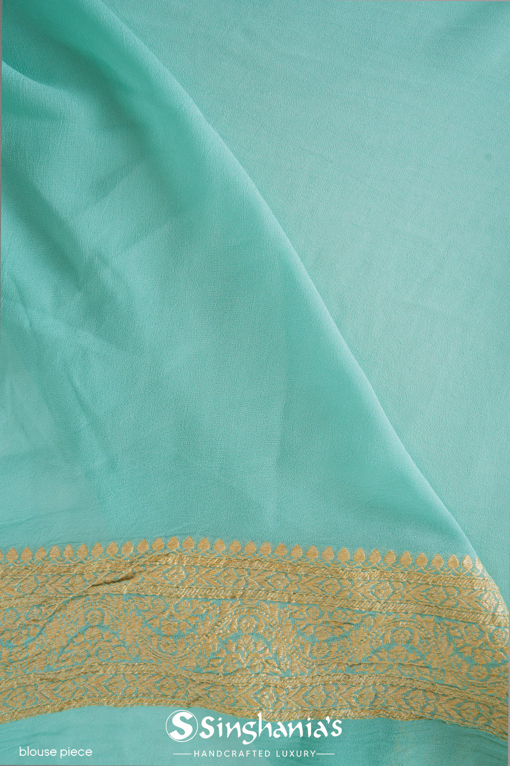 Tiffany Blue Banarasi Booti Georgette Saree