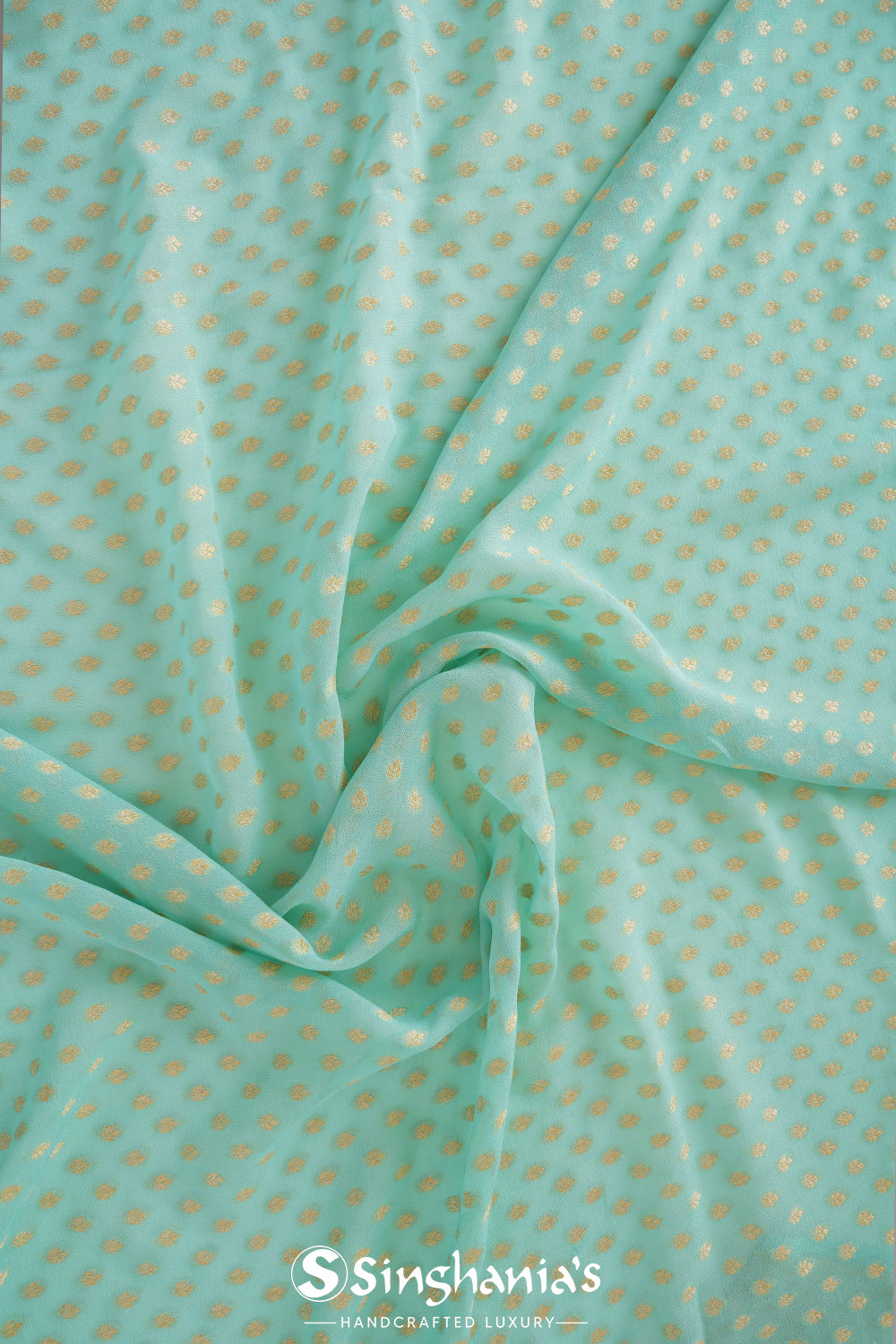 Tiffany Blue Banarasi Booti Georgette Saree