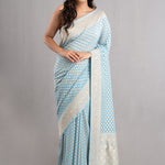Uranian Blue Banarasi Booti Georgette Saree