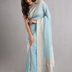 Uranian Blue Banarasi Booti Georgette Saree