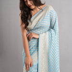 Uranian Blue Banarasi Booti Georgette Saree