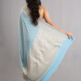 Uranian Blue Banarasi Booti Georgette Saree
