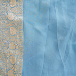 Uranian Blue Banarasi Booti Georgette Saree