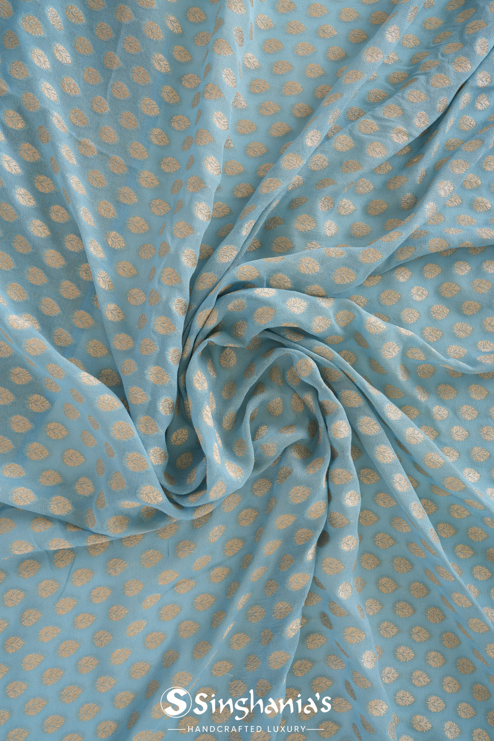 Uranian Blue Banarasi Booti Georgette Saree