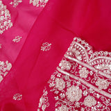 Cherry Pink Crafted Buttis Organza Saree