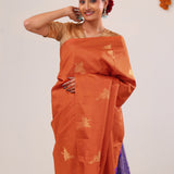 Chinese Orange Stork Kanjivaram Silk Saree