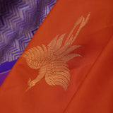 Chinese Orange Stork Kanjivaram Silk Saree