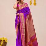 Dark Violet Butta Kanjivaram Silk Saree