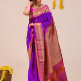 Dark Violet Butta Kanjivaram Silk Saree