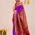 Dark Violet Butta Kanjivaram Silk Saree