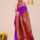 Dark Violet Butta Kanjivaram Silk Saree
