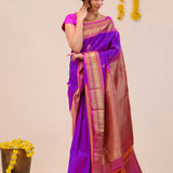 Dark Violet Butta Kanjivaram Silk Saree