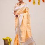 Mango Peach Heritage Kanjivaram Silk Saree