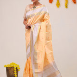 Mango Peach Heritage Kanjivaram Silk Saree
