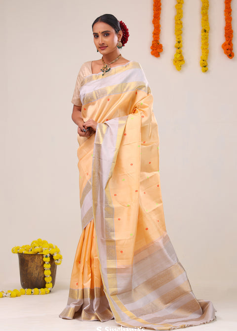 Mango Peach Heritage Kanjivaram Silk Saree