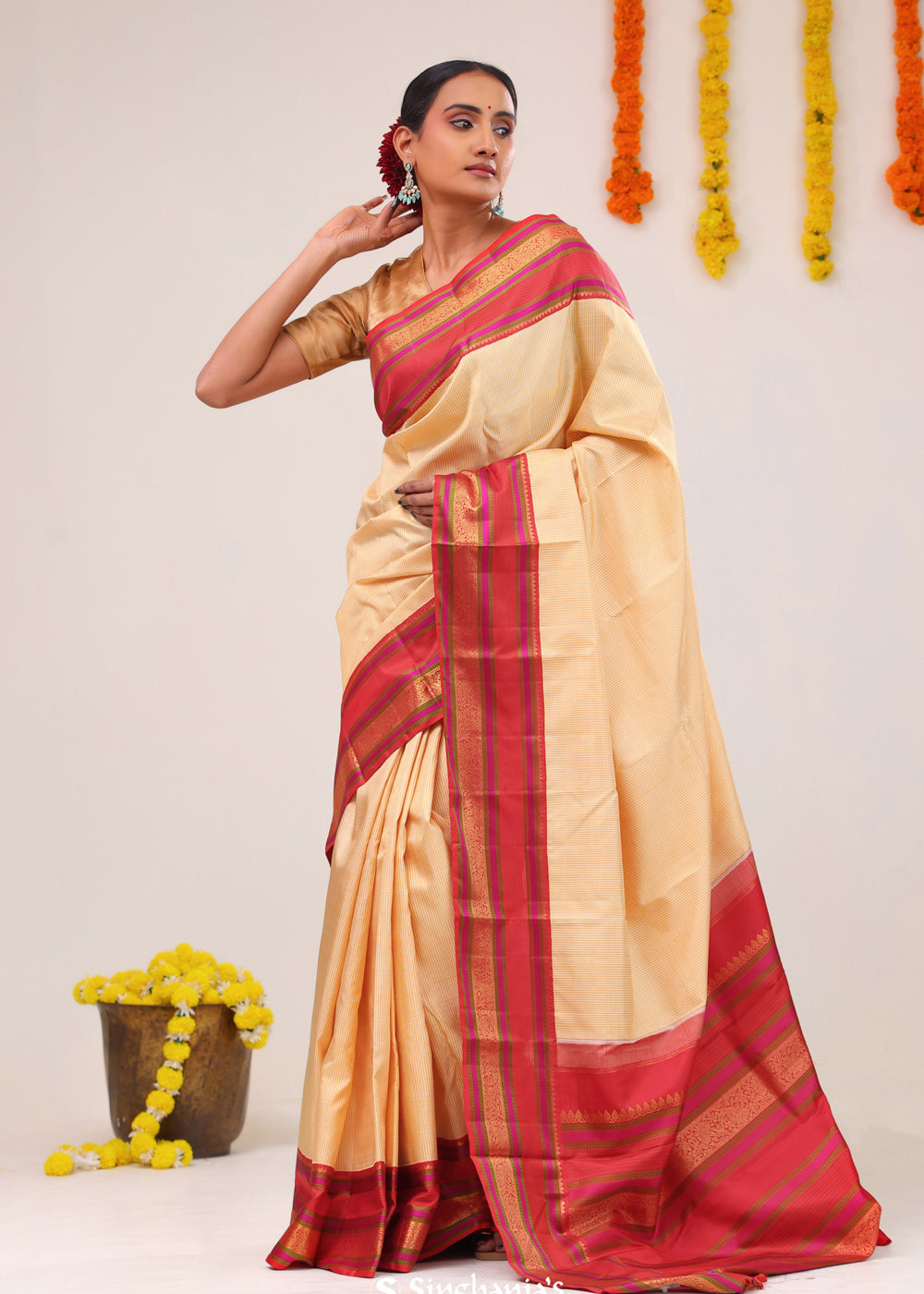 Tuscan Beige Kanjivaram Silk Saree