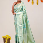 Tiffany Blue Kanjivaram Silk Saree