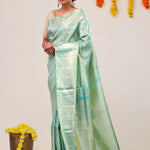 Tiffany Blue Kanjivaram Silk Saree