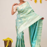 Tiffany Blue Kanjivaram Silk Saree