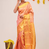Light Salmon Jaal Kanjivaram Silk Saree