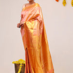 Light Salmon Jaal Kanjivaram Silk Saree