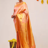Light Salmon Jaal Kanjivaram Silk Saree