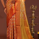Orange Kanjivaram Saree With Gold Zari Border