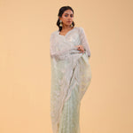 Seafoam Green Tissue Handcrafted Saree
